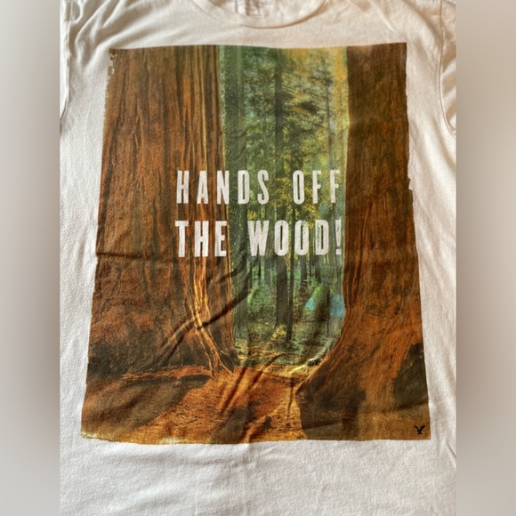 Men’s American Eagle Retro Short Sleeve “Hands off the Wood” Tee - Picture 3 of 5